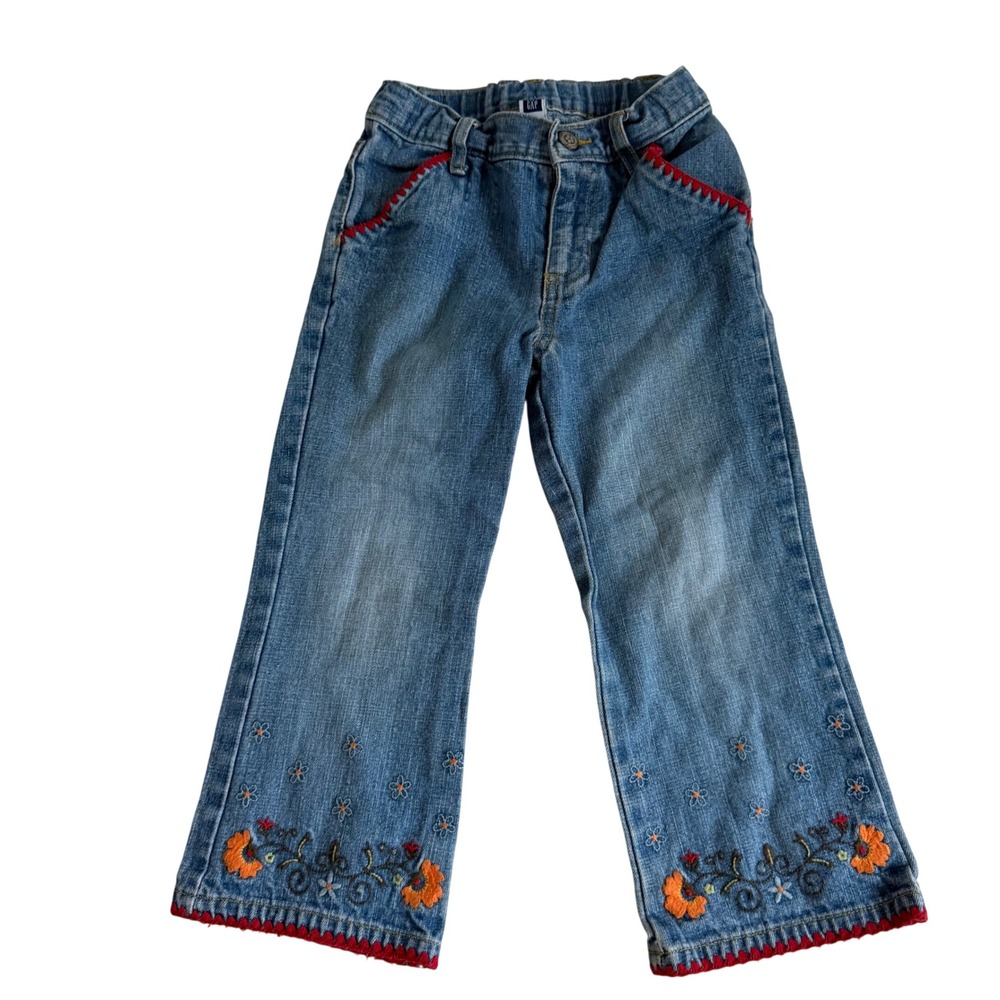 Vintage Y2K Baby Gap Embroidered Bootcut Jeans Size 3‎